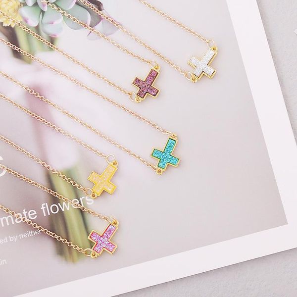

pendant necklaces explosive fashion multicolor cross simple necklace female japanese and korean elegant accessories, Silver