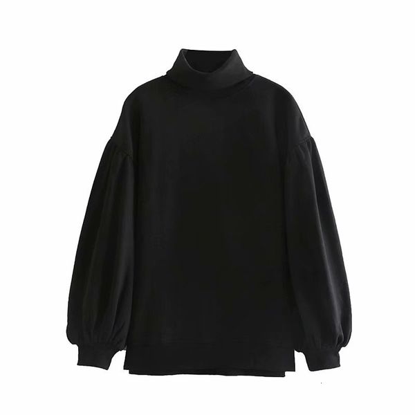 

2021 new women turtleneck sweatshirts oversize hoodies lantern sleeve pullovers fall clothing 9e94, Black