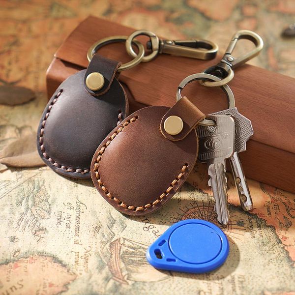 

bag parts & accessories design leather key holder access entrance guard card protecter portable with a metal hook ring wallet, Black