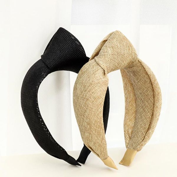 

hair accessories women girls faux straw big knot hairband headband adult