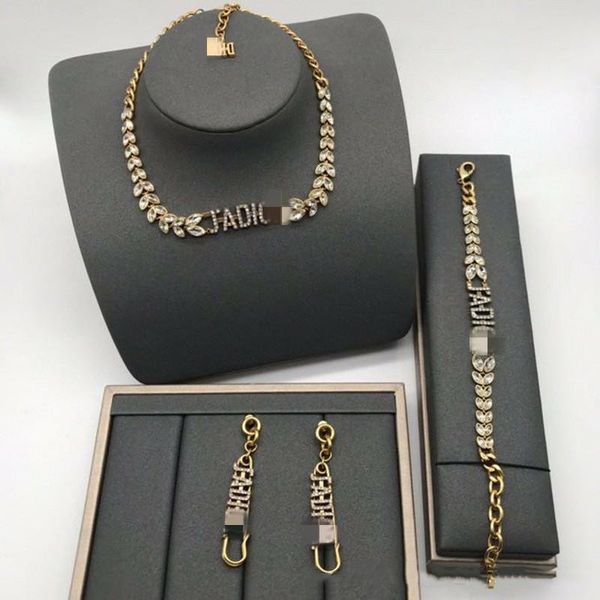 

design jewelry new style eye wheat ear necklace bracelet nvdijia full diamond letter earrings, Silver