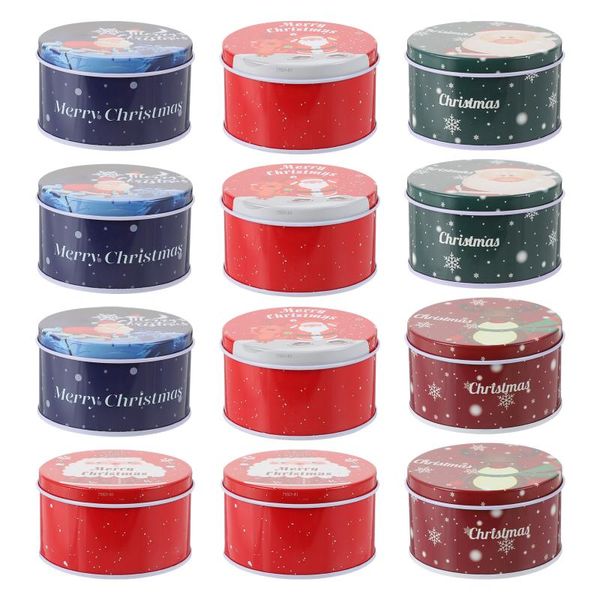

christmas decorations 12pcs decorative candy boxes delicate biscuit tins (mixed color)