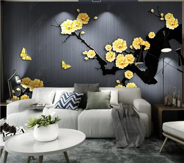 

wallpapers papel de parede gold jewelry plum blossom 3d wallpaper,living room tv wall bedroom papers home decor bar