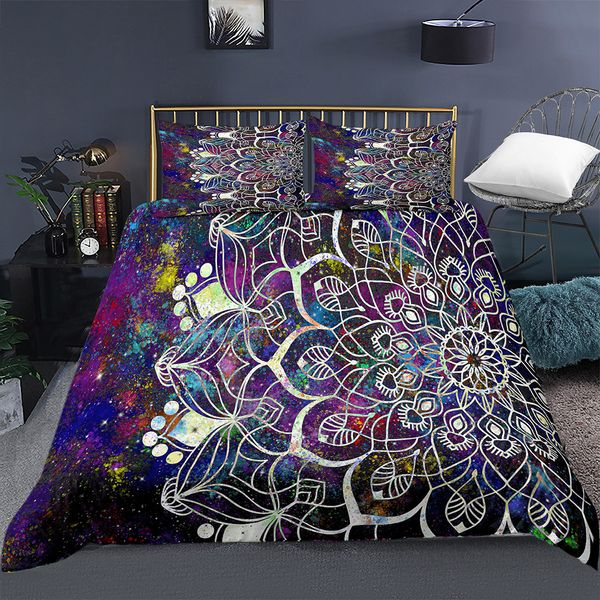 Multi-cor 3D Digital Indian Flower Set Cama De Cama De Mandala Duveta Capa Boémia COLSPREADS COLSPREADS DESCRIÇÃO DO QUARTO DE CAMPORA 210309