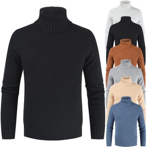 

autumn winter men's turtleneck sweater thick solid color casual slim fit knitted pullovers clothing, White;black