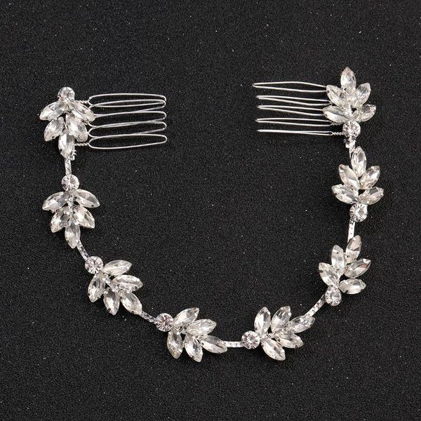 

hair clips & barrettes elegant rhinestone flower comb clip double slide hairpin bridal wedding accessories lb, Golden;silver