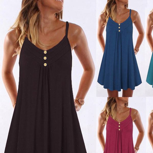 

women sleeveless spaghetti strap double breasted plain shift dress vestidos mujer womens dresses kleider damen vestido de mujer, Black;gray