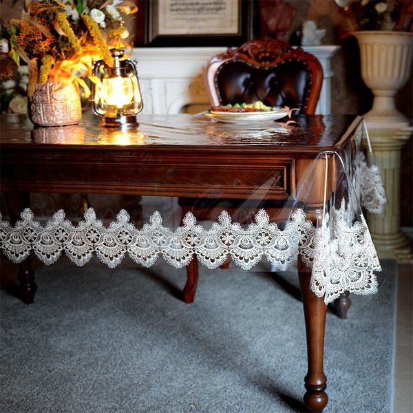

table cloth tpu soft transparent waterproof tablecloth rectangular embroidery lace dining cover for party kitchen stain resistant