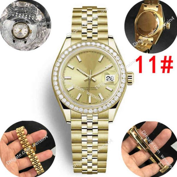 

deluxe 26mm woman diamond watch ladies watches white rectangular gold surface jubilee band montre de luxe 2813 automatic steel swimming wate, Slivery;brown