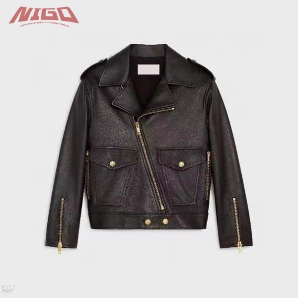 

men's wool & blends nigo 21ss cel sheep leather jacket #nigo77852, Black