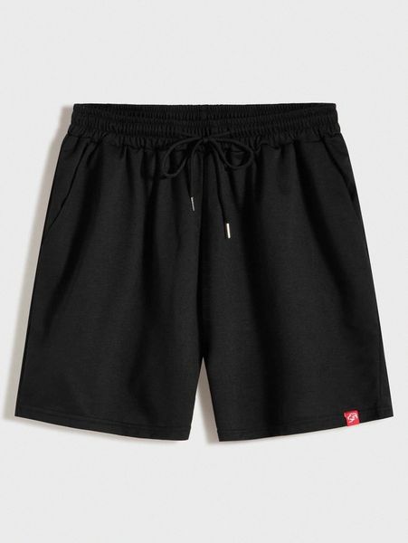 

men patched drawstring track shorts u9gi#, Black