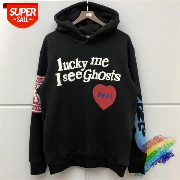 

kanye west kids see ghosts e pullover i see ghosts sweatshirts skull graffiti men women kids see ghosts hoodie #7w5a, Black