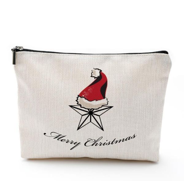

storage bags christmas cosmetic cotton linen women coin makeup bag xmas gift travel pouch 9 styles 25*18cm 100pcs sn3906