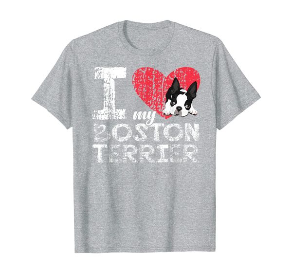 

boston terrier print- i love my boston terrier t-shirt, White;black