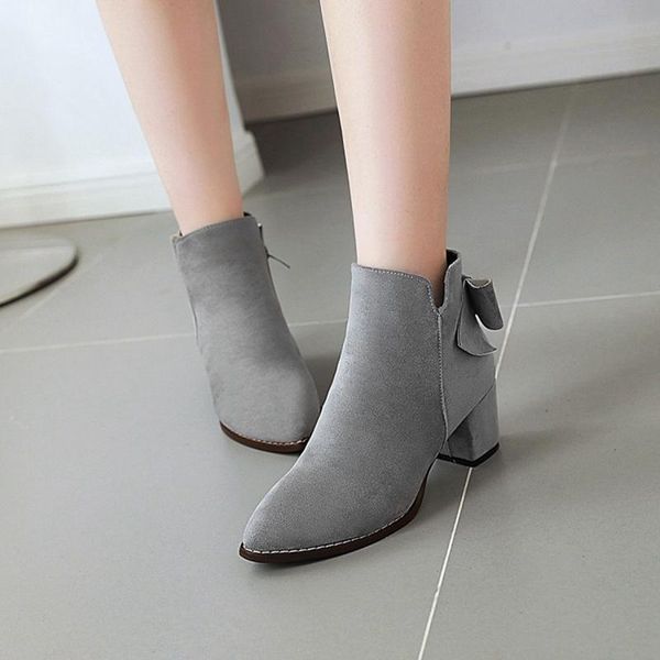

boots lage size 31-45 fashion women casual high heel autumn winter shoes woman pointed toe rubber ankle zapatos mujer 336, Black