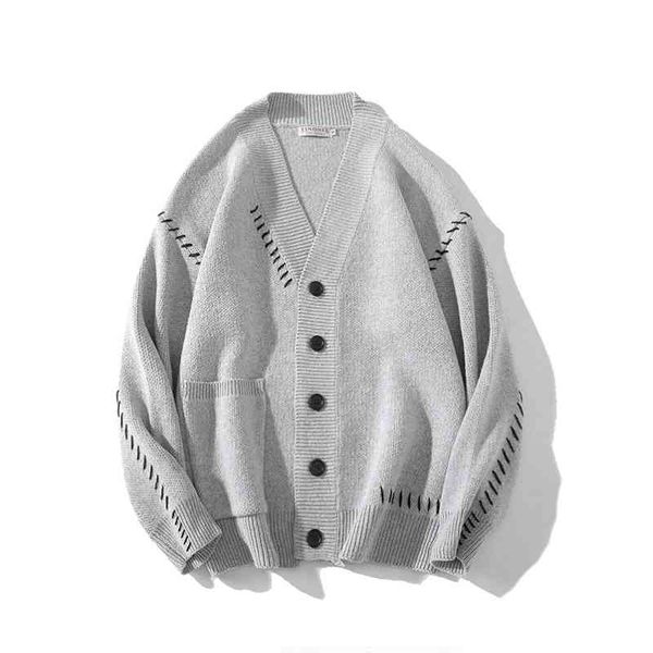 

harajuku cardigan solid fashion shopping concise style coat v-neck autumn casual sweater wool vimtage men cardigans, Black;white