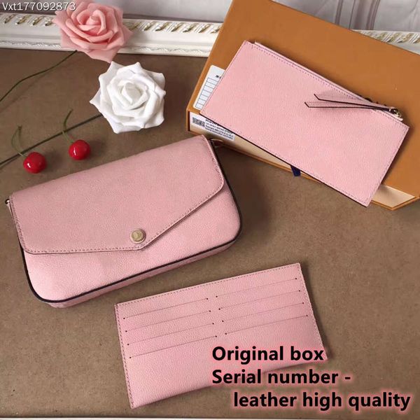 

women messenger leather handbag evening bag original box 3 in 1 flower checkers shoulder bags cross body wallet date code