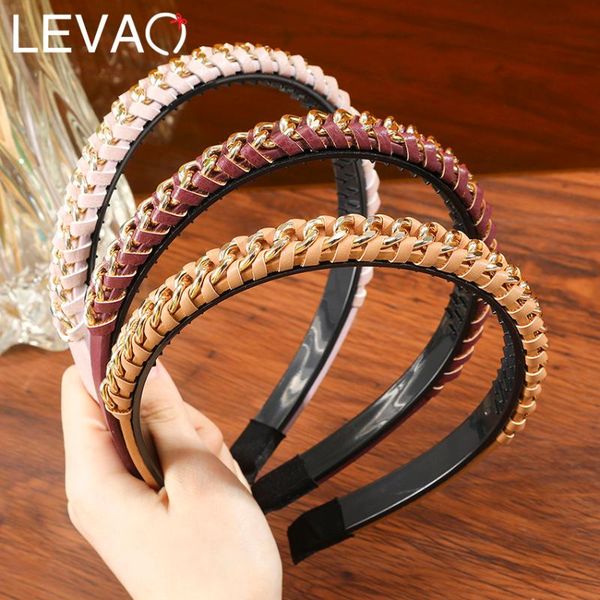 

hair accessories levao pu leather braid chain headband for women bands fashion headwear hairband hoop bezel