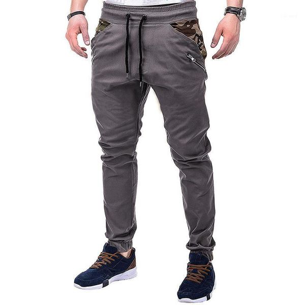 

men's pants camouflage multi-pocket cargo casual jogging sports solid color trousers urban street clothing, Black