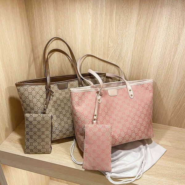 

2021 summer trendy large capacity women's children's mother's net red canvas letter printing portable tote shopping bag