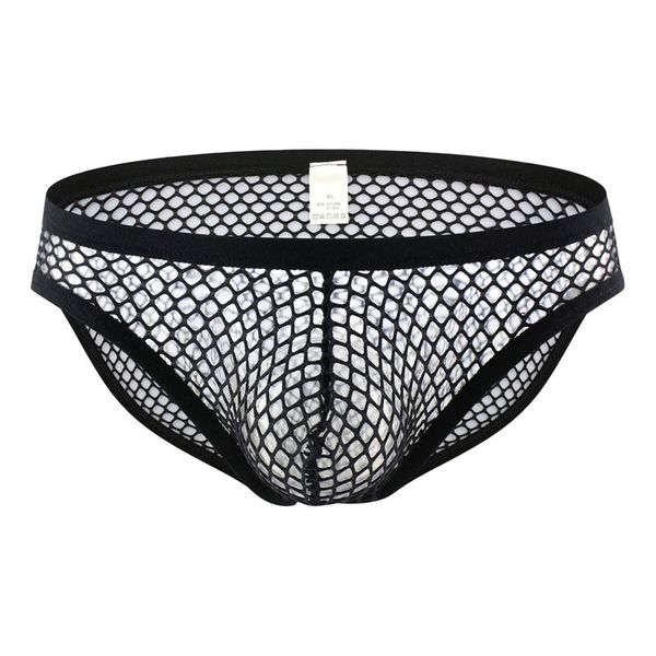 

men u convex mesh low rise brief thongs underwear bulge mens micro g-strings penis pouch gay wear f8, Black;white