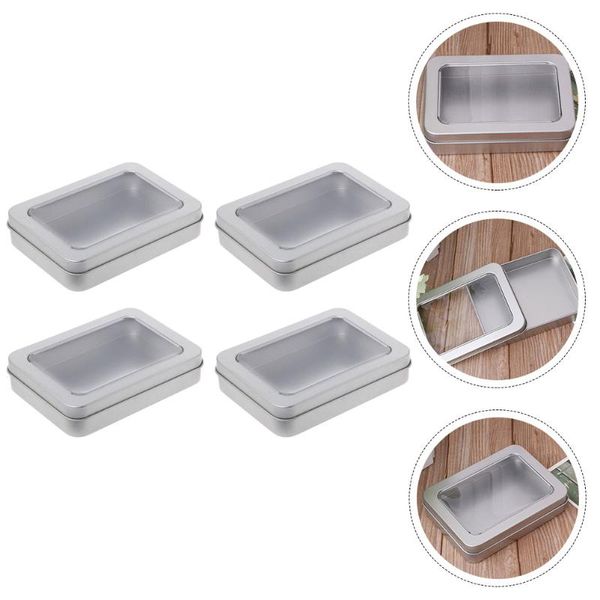 

storage bags 4pcs tinplate usb flash drive boxes creative visible window case