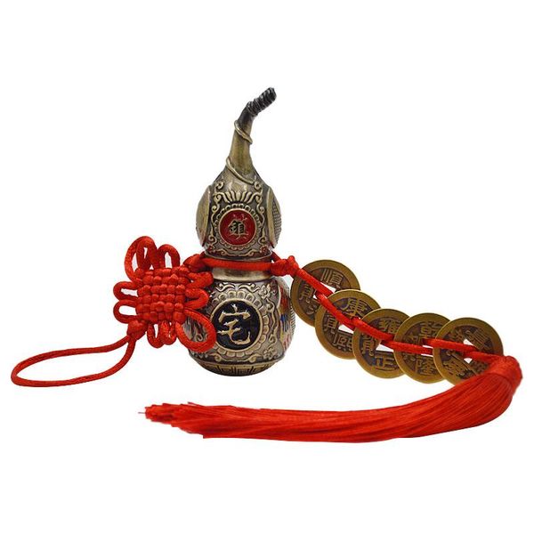 

decorative objects & figurines chinese feng shui retro color wu lou hu lu miniaturas copper alloy gourd amulet home decoration accessories v
