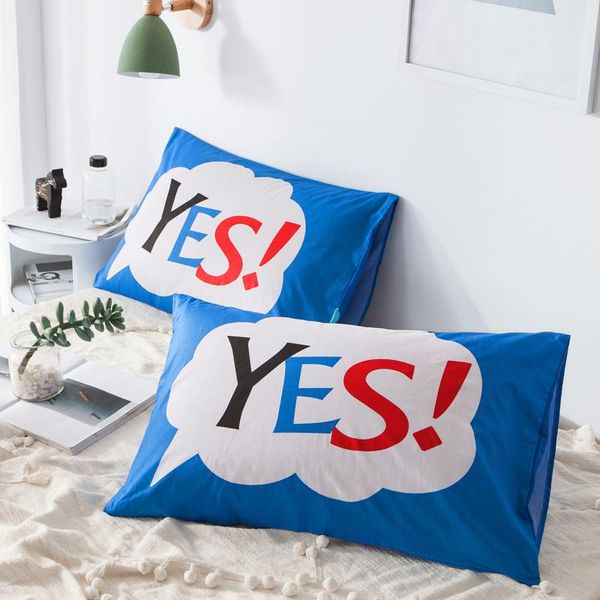

pillow case 2 piece graffiti cute cotton cases cover blue kids bedding comfy assorted color pillowslip word yes 48x74cm