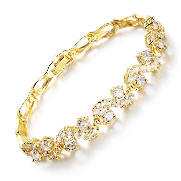 

tb-147 3a luo code zircon copper gold-plated women's bracelet blue and white diamonds fashionable light luxury jewelry q0720, Black