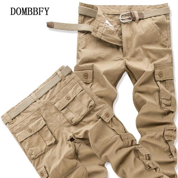 

men's pants military cargo men overalls casual cotton tactical camouflage multi pockets sports straight slacks baggy trouser, Black
