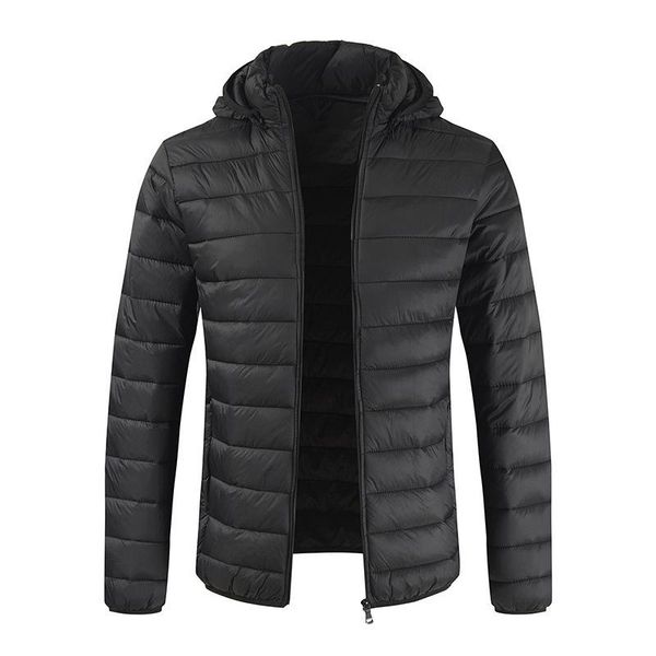 

men's jackets autumn and winter cotton padded jacket solid color hooded light down, Black;brown