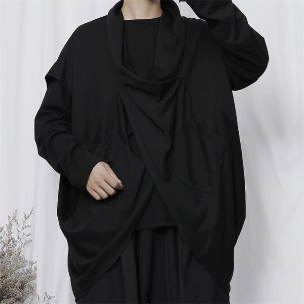 

men's vests dark irregular niche design fashion trend sleeveless loose oversize pullover coat, Black;white