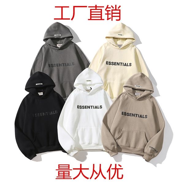 

fog high street fashion brand essential letter reflective lovers plush loose hooded and women's sweater, Black
