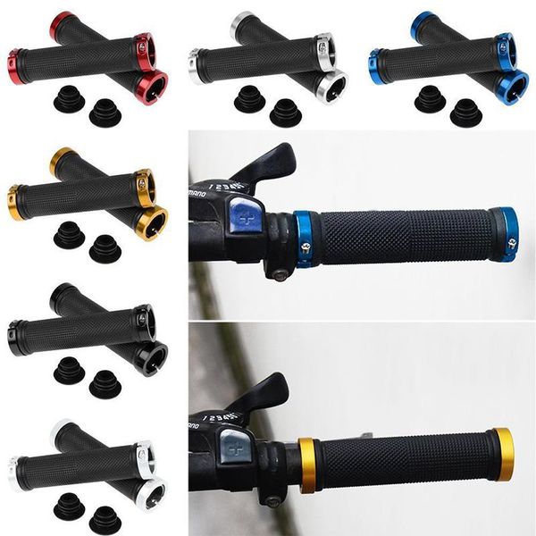 

bike handlebars &components 2pcs non-slip rubber handlebar grips double lock bicycle grip mountain road cycling cover riding accessories