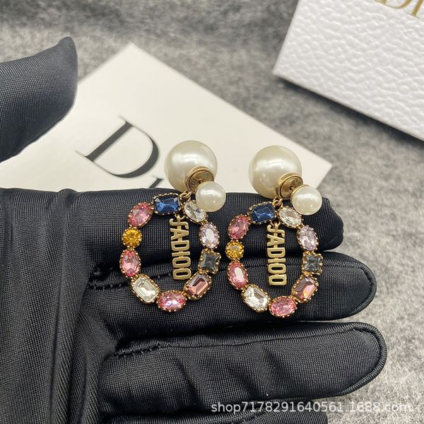 

rainbow zircon colorful personalized earrings minority design s925 sterling silver fashion color diamond fine jewelry discount, Golden;silver