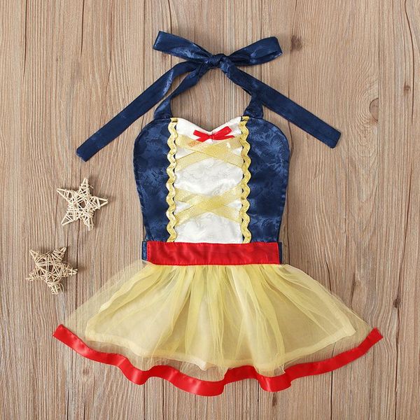 

girl's dresses toddler kids baby girls summer cute flower halter backless party pageant dress tutu layered birthday pograph 0-12m, Red;yellow
