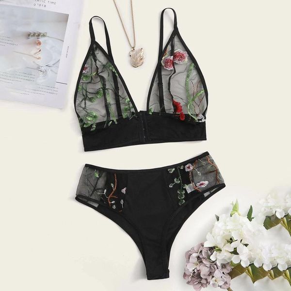 

embroidery deep v lace bodysuit lingerie teddy underwear bodydoll g-string pajama erotic underwear transparent sleepwear, Red;black