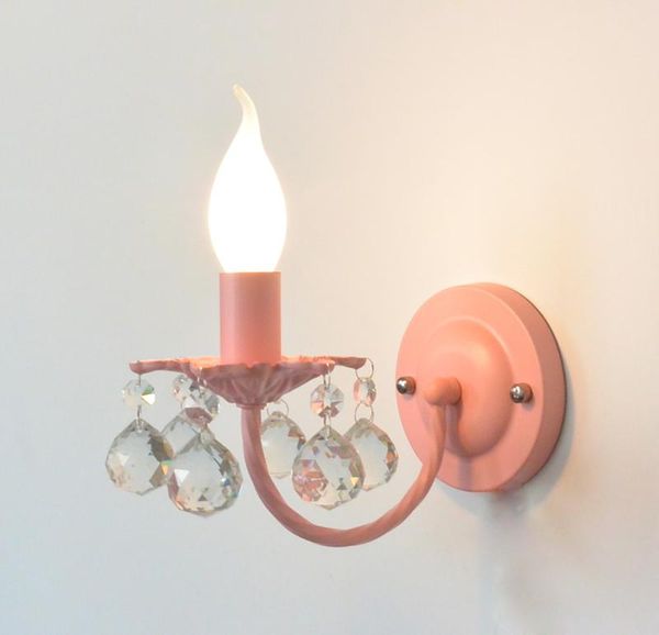 

wall lamp pink crystal children's creative bedroom dining hall aisle warm blue