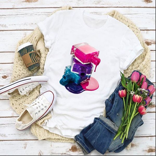 

women graphic 3d fingernail fashion print lady summer t shirt lady clothes womens clothing tee female t shirt, White