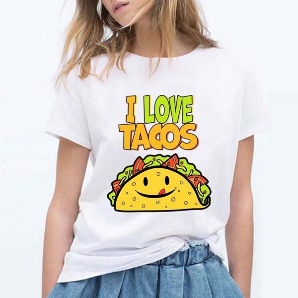 

women's t-shirt taco tuesday mexico letter t shirt cartoon white tshirt women 2021 summer short sleeve shirts for ladies funny tee