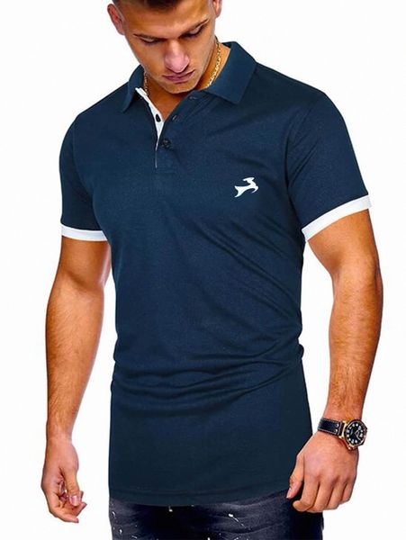

men graphic print contrast trim polo shirt v6u8#, White;black