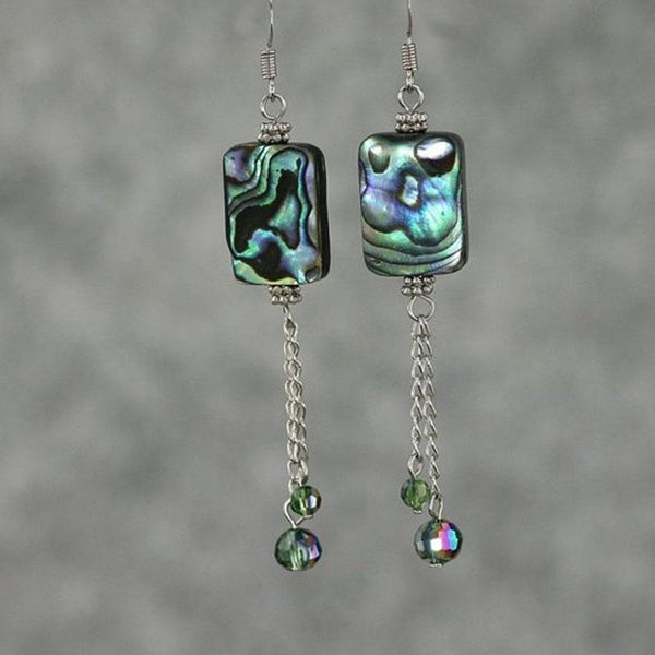 

dangle & chandelier abalone shell linear long dangling earrings, Silver