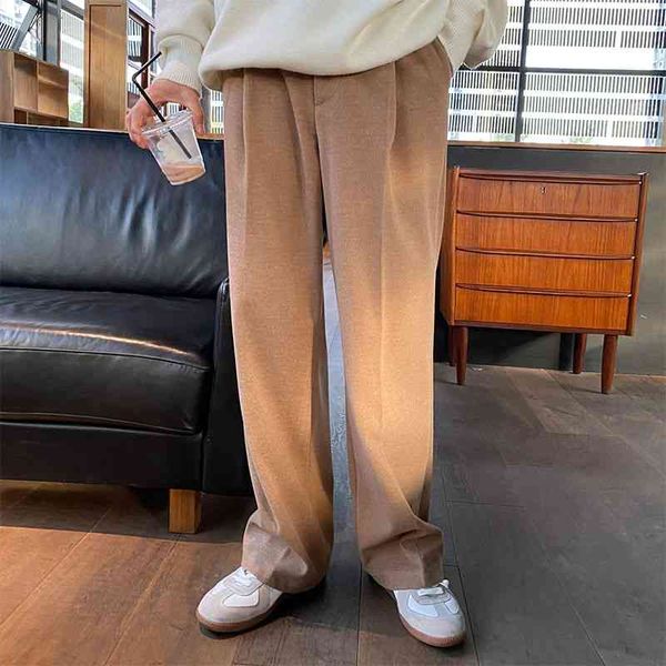 

men's pants winter woolen fashion casual wide-leg men streetwear loose korean straight suit mens dress m-xl cst6, Black