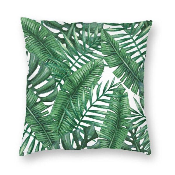 

cushion/decorative pillow soft green botanical tropical leaves throw case decoration square jungle plants cushion cover pillowcover for livi