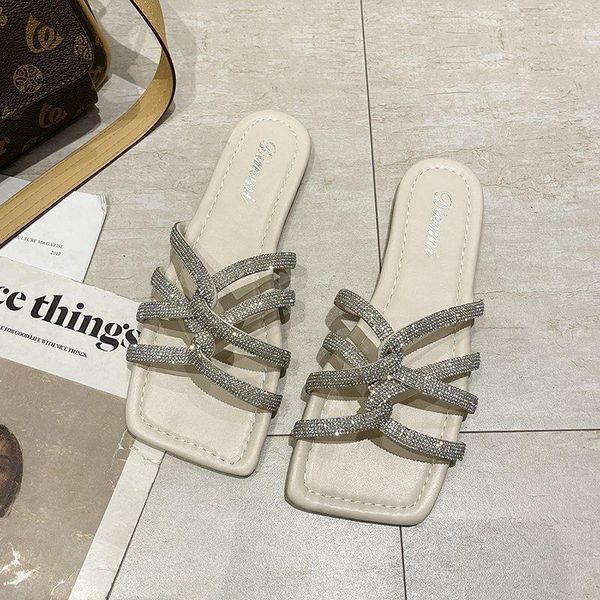 

slippers 2021 summer fashion versatile square toe ladies1, Black