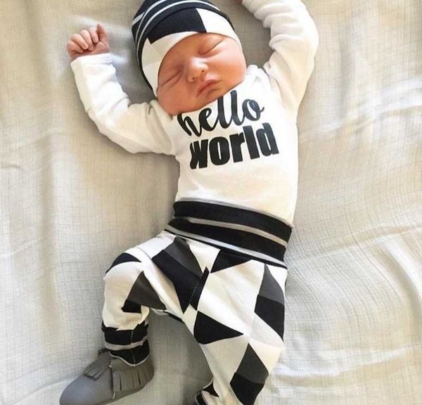 

spring and autumn boy and girls baby clothing cotton long sleeve harmony pants hats set new born baby's clothes sets, White