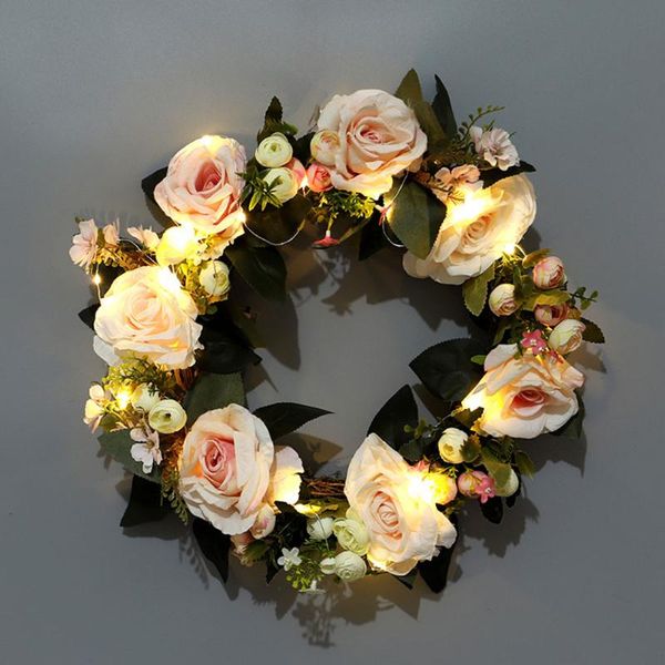 

decorative flowers & wreaths artificial fake flower wreath rose doors and windows hanging wall camellia wedding christmas home decor