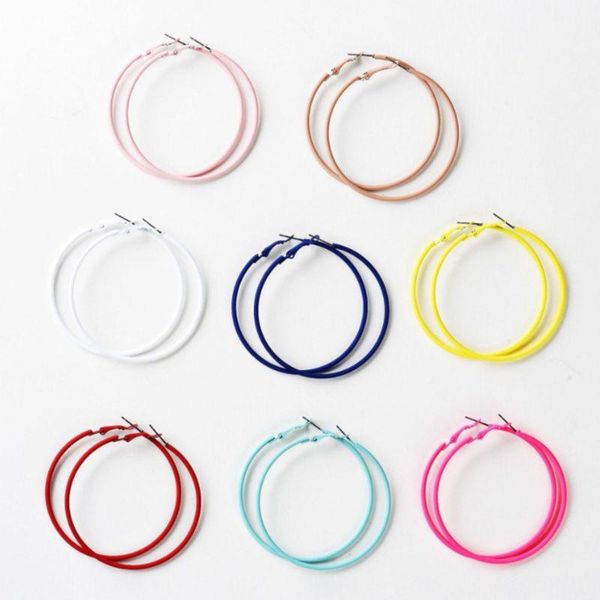 

hoop & huggie 2021 summer 60mm big circle colorful round huge earrings for women girls fashion jewelry ear accessories party gifts, Golden;silver