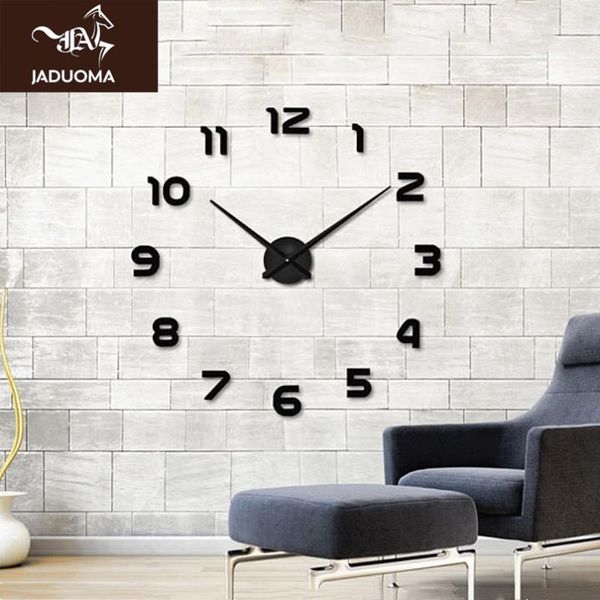 

wall clocks jaduoma clock diy acrylic mirror stickers silent movement big watch long pointer home decor living room
