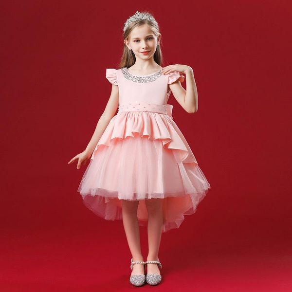

girl's dresses 2021 flower girl evening gown kids for girls children clothes sequins princess dress party and wedding, Red;yellow